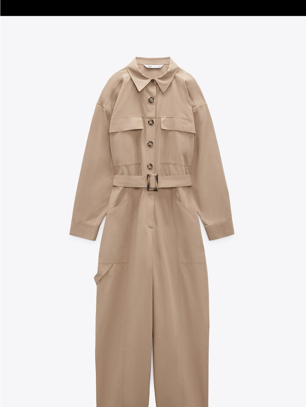 Zara Taupe Utility Jumpsuit with Belt